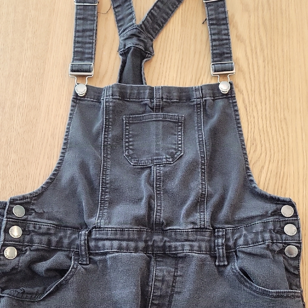 Love Moda Womens Black Distressed Denim Overalls Ripped Knee Size 1X RJHD-915P - Picture 4 of 7